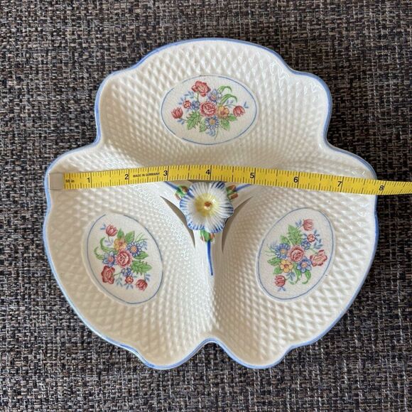 UNBRANDED Vintage Ceramic Floral 3 Section Relish Dish Tray W/Handle 8” Japan - Picture 3 of 15